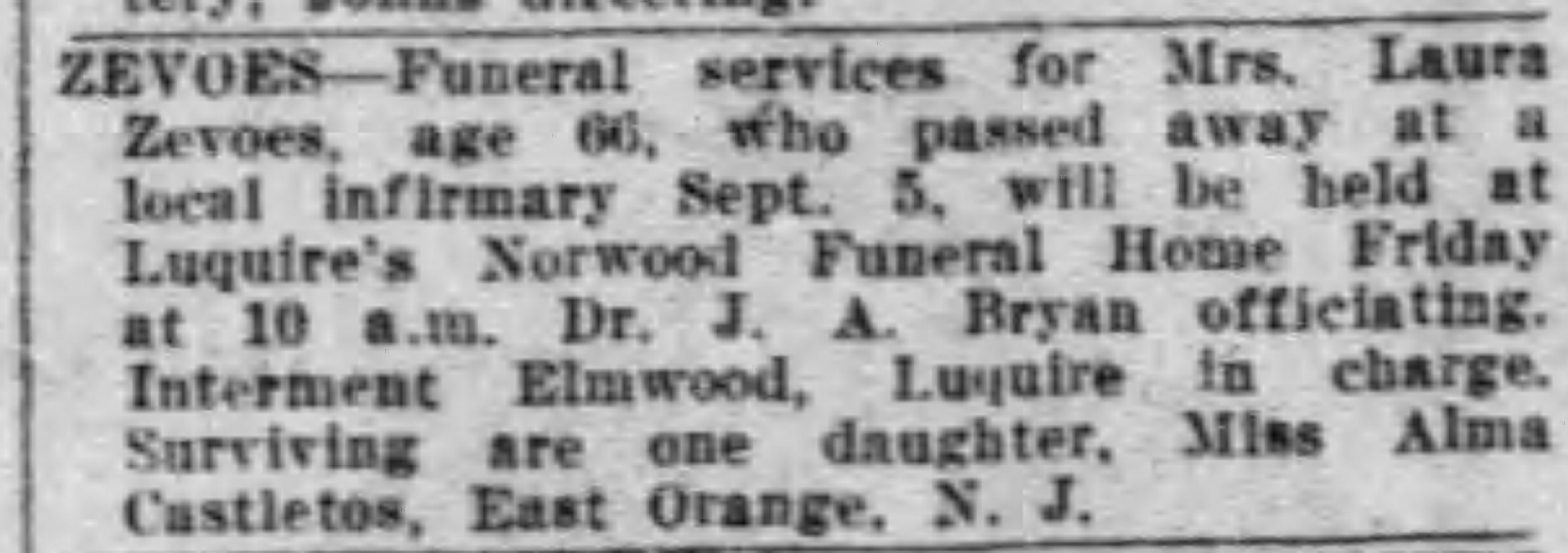 Laura Zevoes obituary
